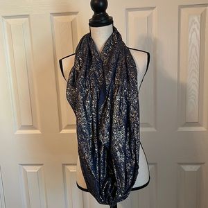 Navy and gold infinity scarf